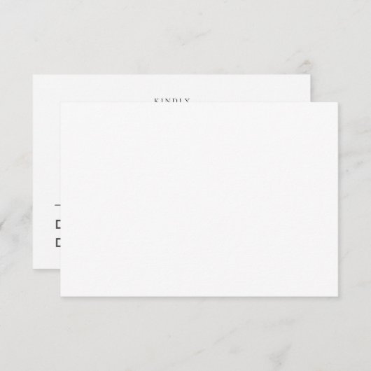 Moderne bruiloft RSVP Kaart | Stijlvol en minimali (Voorkant / Achterkant)