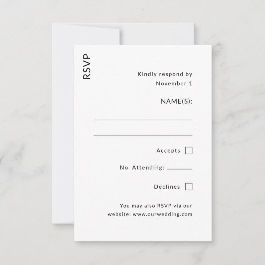 Moderne Bruiloft  RSVP Kaartje (Voorkant)