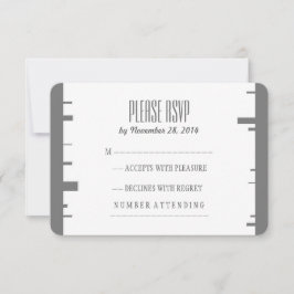 Moderne bruiloft RSVP met berkenschors Kaartje