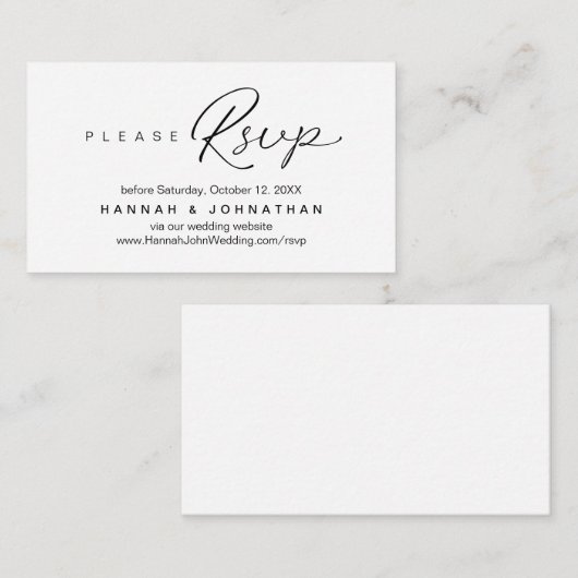 Moderne bruiloft RSVP online website Informatiekaartje (Voorkant / Achterkant)