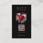 Moderne bruiloft RSVP QR code-hart gevormd Roos Visitekaartje (Voorkant)