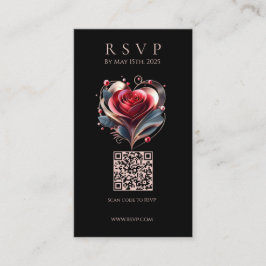 Moderne bruiloft RSVP QR code-hart gevormd Roos Visitekaartje