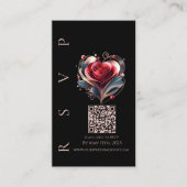 Moderne bruiloft RSVP QR code-hart gevormd Roos Visitekaartje (Voorkant)