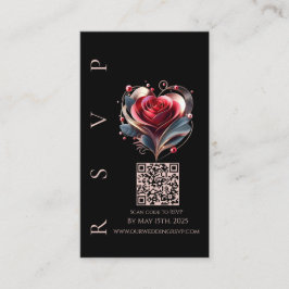 Moderne bruiloft RSVP QR code-hart gevormd Roos Visitekaartje