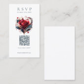 Moderne bruiloft RSVP QR code-hart gevormd Roos Visitekaartje (Voorkant / Achterkant)