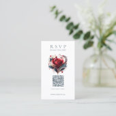 Moderne bruiloft RSVP QR code-hart gevormd Roos Visitekaartje (Staand voorkant)