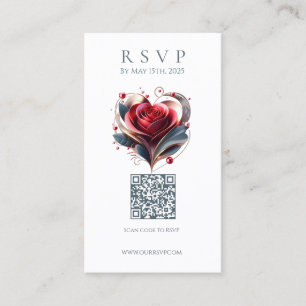 Moderne bruiloft RSVP QR code-hart gevormd Roos Visitekaartje