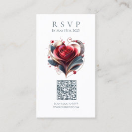 Moderne bruiloft RSVP QR code-hart gevormd Roos Visitekaartje