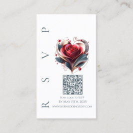 Moderne bruiloft RSVP QR code-hart gevormd Roos Visitekaartje
