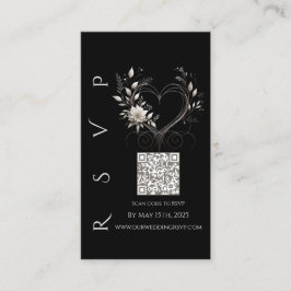 Moderne bruiloft RSVP QR code-witte bloemen Visitekaartje