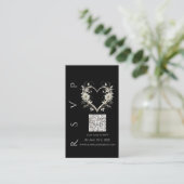 Moderne bruiloft RSVP QR code-witte bloemen Visitekaartje (Staand voorkant)