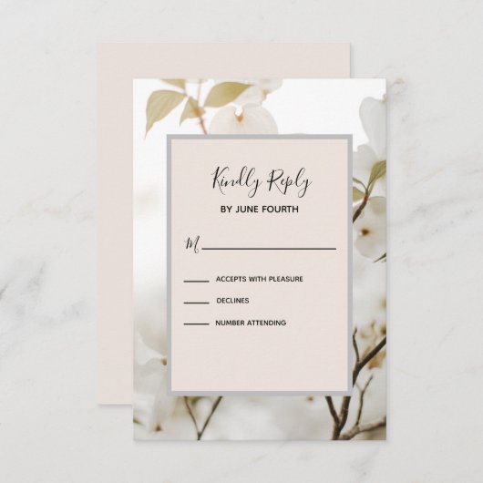 Moderne bruiloft RSVP Soft Floral hedendaags (Voorkant / Achterkant)