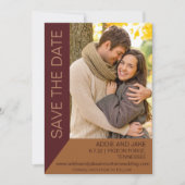 Moderne bruiloft Save Date Foto Burgundy Rust Kaart (Voorkant)