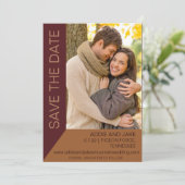 Moderne bruiloft Save Date Foto Burgundy Rust Kaart (Staand voorkant)