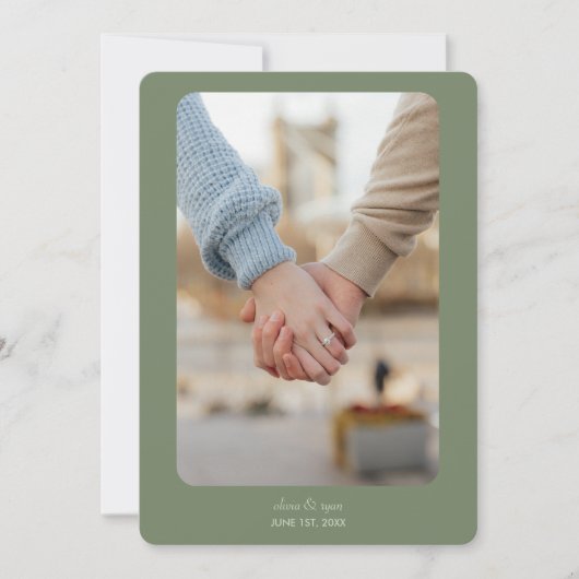 Moderne bruiloft | Save the date | Dark Sage (Voorkant)