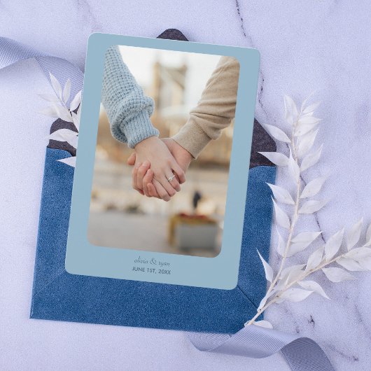 Moderne bruiloft | Save the date | Licht blauw