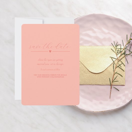 Moderne bruiloft | Save the date | licht koraal