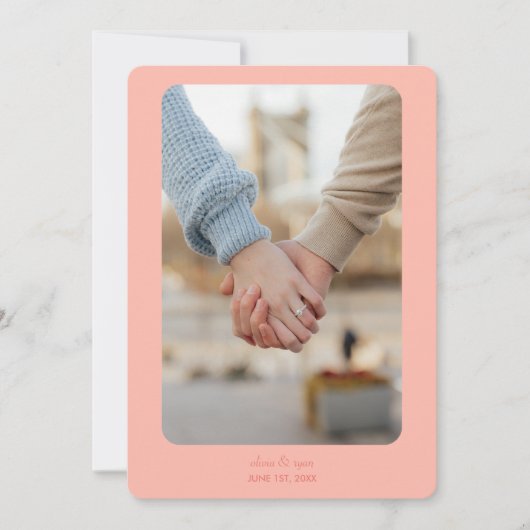 Moderne bruiloft | Save the date | licht koraal (Voorkant)