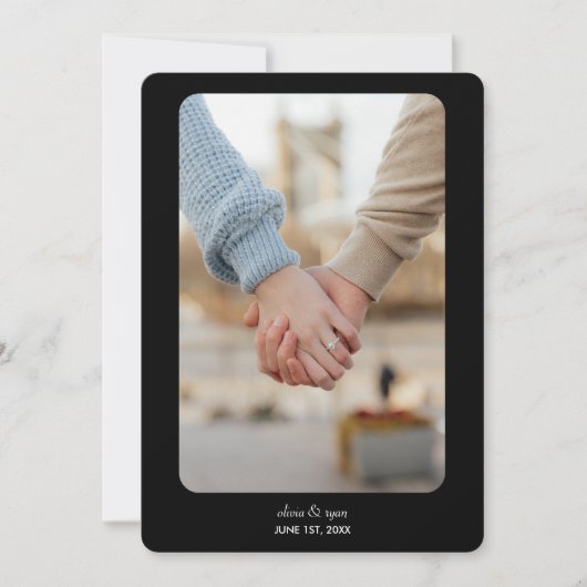 Moderne bruiloft | Save the date | Wit op zwart (Voorkant)