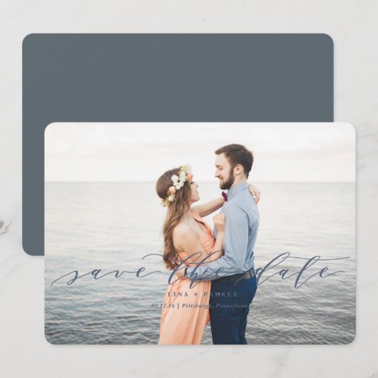 Moderne bruiloft Save the Dates Date (Voorkant / Achterkant)