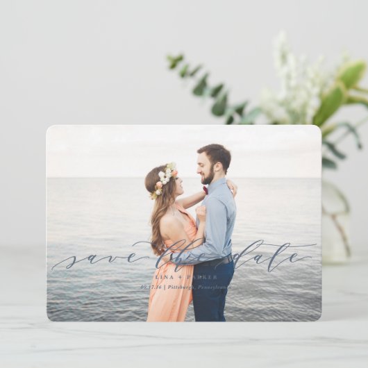 Moderne bruiloft Save the Dates Date (Staand voorkant)