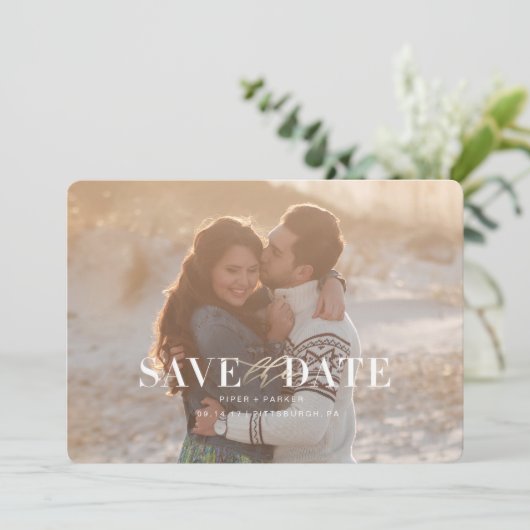 Moderne bruiloft Save the Dates Save The Date (Staand voorkant)