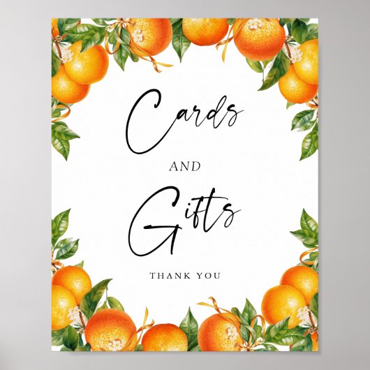 Moderne bruiloft Sinaasappels Citrus Kaarten en ge Poster (Voorkant)