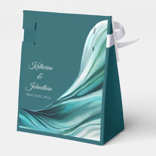 Moderne bruiloft-smaragd groen bedankdoosjes (Achterkant)