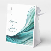 Moderne bruiloft-smaragd groen bedankdoosjes (Achterkant)