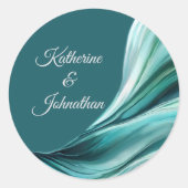 Moderne bruiloft-smaragd groen ronde sticker (Voorkant)