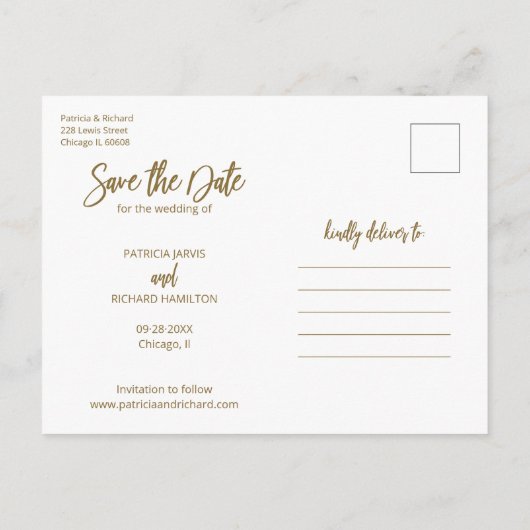 Moderne bruiloft sparen Datum 3 Foto collage Briefkaart (Achterkant)