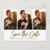 Moderne bruiloft sparen Datum 3 Foto collage Briefkaart (Voorkant)