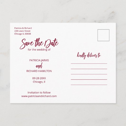 Moderne bruiloft sparen Datum 3 Foto collage Briefkaart (Achterkant)