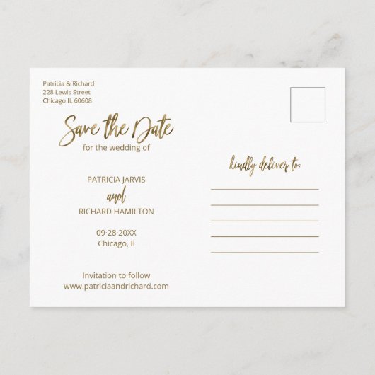 Moderne bruiloft sparen Datum 3 Foto collage Briefkaart (Achterkant)