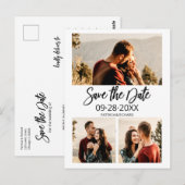 Moderne bruiloft sparen Datum 3 Foto collage Briefkaart (Voorkant / Achterkant)