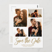 Moderne bruiloft sparen Datum 4 Foto collage Briefkaart (Voorkant / Achterkant)
