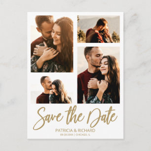 Moderne bruiloft sparen Datum 4 Foto collage Briefkaart