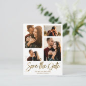 Moderne bruiloft sparen Datum 4 Foto collage Briefkaart (Staand voorkant)