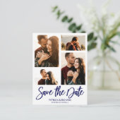 Moderne bruiloft sparen Datum 4 Foto collage Briefkaart (Staand voorkant)