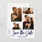 Moderne bruiloft sparen Datum 4 Foto collage Briefkaart (Voorkant / Achterkant)