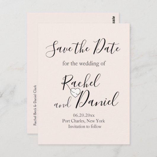 Moderne bruiloft sparen de Datum Briefkaart (Voorkant / Achterkant)