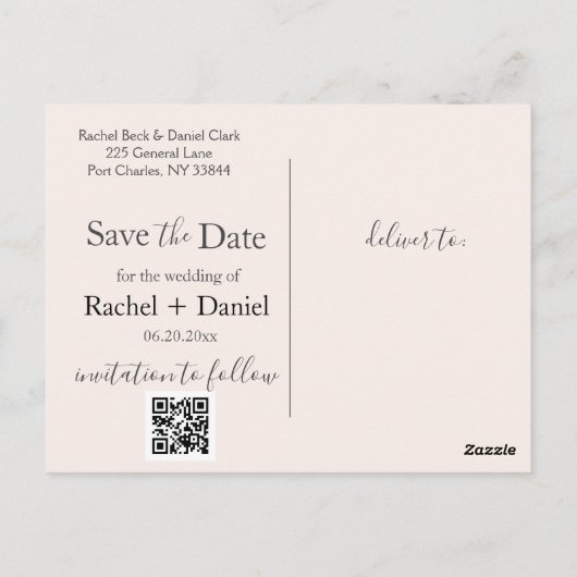 Moderne bruiloft sparen de Datum Briefkaart (Achterkant)