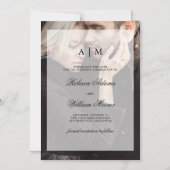 Moderne bruiloft sparen de Datum | Foto met overla Magnetische Uitnodiging (Voorkant)