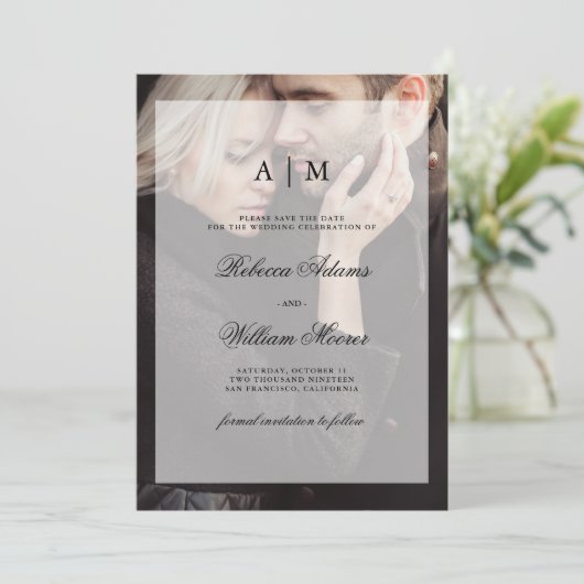 Moderne bruiloft sparen de Datum | Foto met overla Save The Date (Staand voorkant)