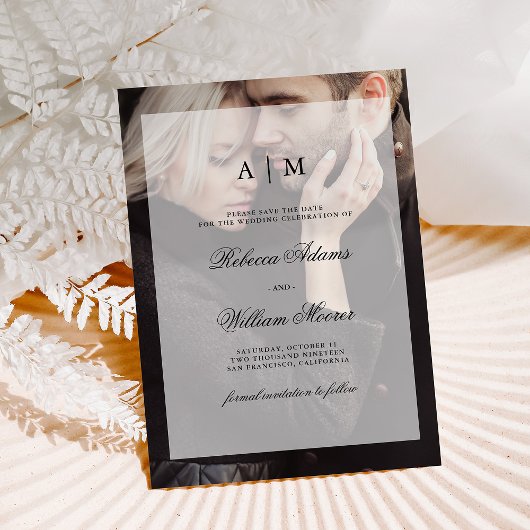 Moderne bruiloft sparen de Datum | Foto met overla Save The Date