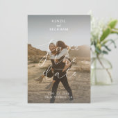 Moderne bruiloft sparen de Datum Foto's Calligrafi (Staand voorkant)