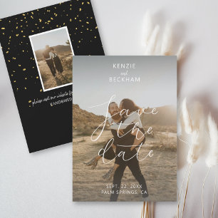 Moderne bruiloft sparen de Datum Foto's Calligrafi