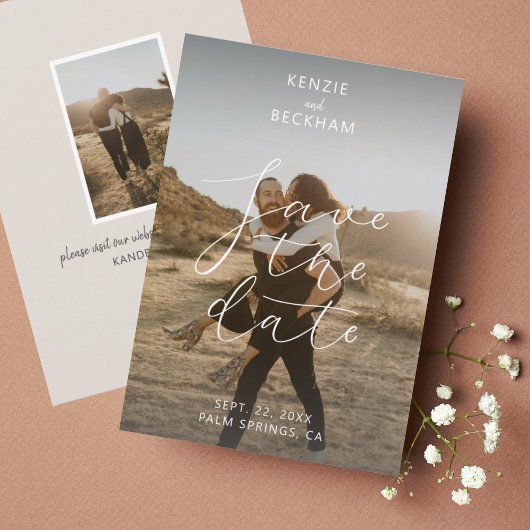 Moderne bruiloft sparen de Datum Foto's Calligrafi