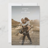 Moderne bruiloft sparen de Datum Foto's Calligrafi (Voorkant)