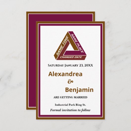 Moderne bruiloft sparen de Datum Nieuwe Datum Kaar Save The Date (Voorkant / Achterkant)